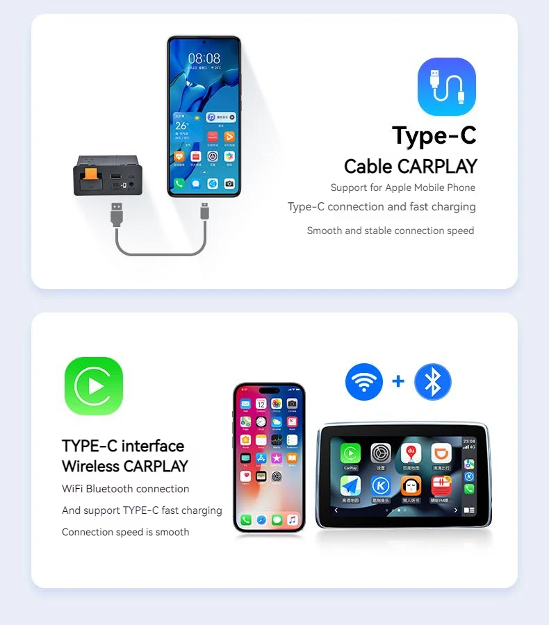 Type-c Fast Charging Bluetooth Wireless Apple CarPlay Android Auto Adapter Hub OEM for Retrofit Mazda 2 3 6 CX30 CX5 CX8 CX9 MX5 – Detail 11