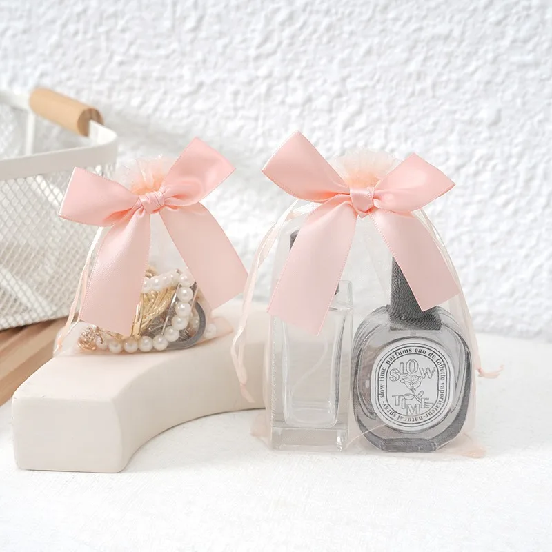 50 teile/los Bowknot Organza Geschenk Tasche Mehrfarbige Kordelzug Weihnachten Hochzeit Süßigkeiten Geschenk Tasche Kosmetik Parfüm Exquisite Verpackung – Detail 14