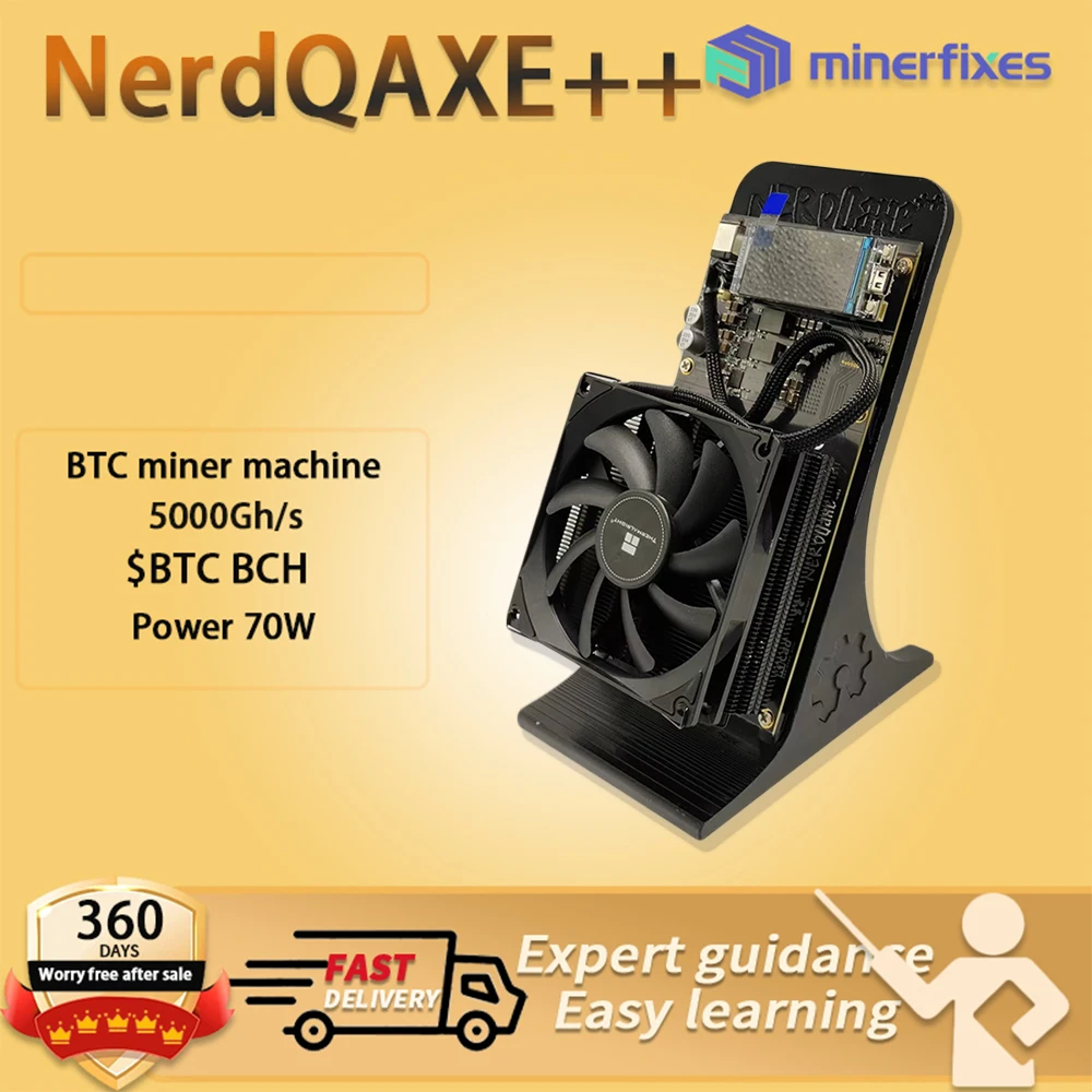 

Black Bitcoin Miner BTC BCH BSV, DGB NerdQaxe++ 4.8TH/s 75W Solo Miner BTC, SHA-256 Mining Machine With 120W PSU180 Warranty