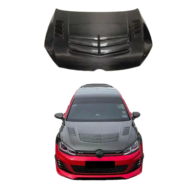 

V Style Carbon Fiber Hood for Volkswagen Golf 7 Mk7 Tr Cmst Custom Bonnet Engine Cover Vent 2014 -2019