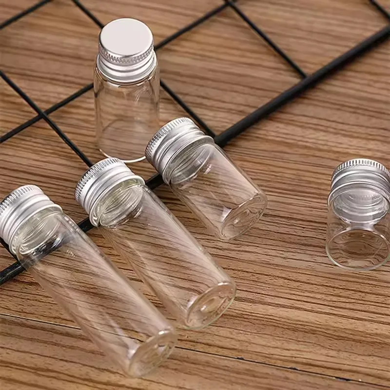 

5ml/10ml/15ml/l/20ml/Glass Bottles with Aluminium Lids Small Mini Glass Jars Small Glass Bottles with