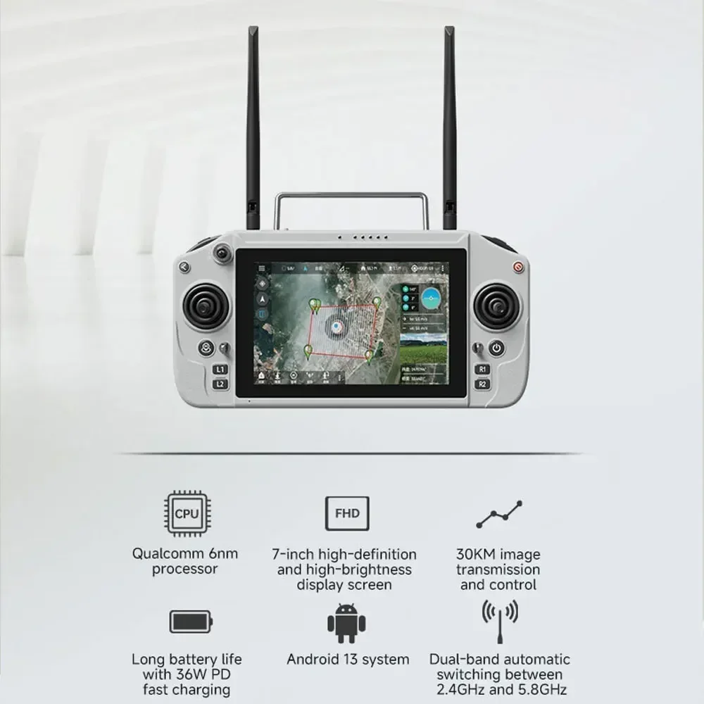 Skydroid Remote Control 20 with 6nm Processor 2.4GHz /5.8GHz Dual Band 7inch High-Definition Display 30KM Image Transmission RC