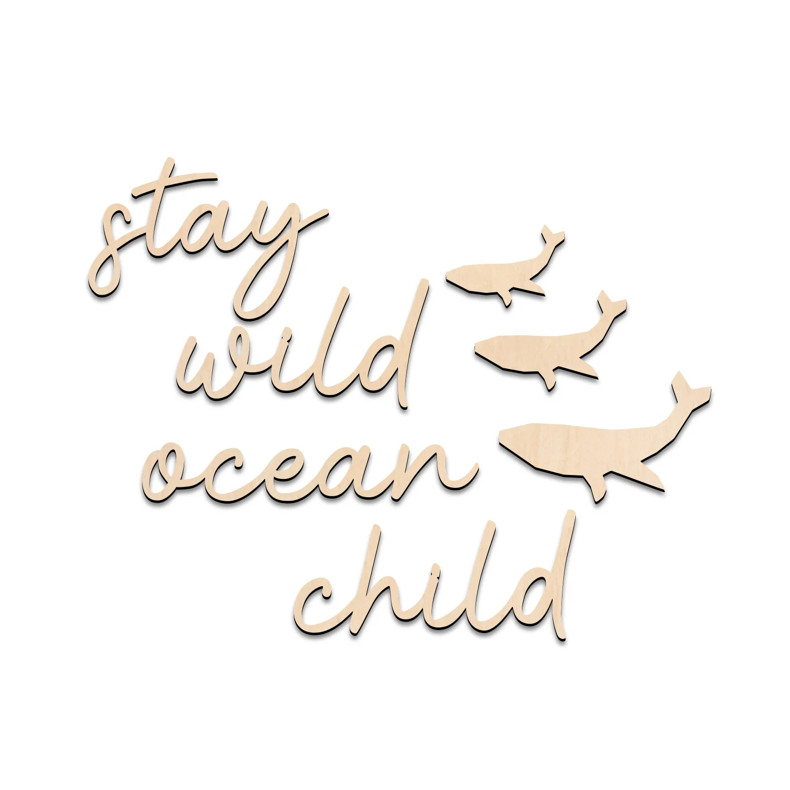 Stay Wild Ocean Child Wooden Wall Art Nautical Whale Design for Kids Bedroom Coastal Nursery Decor