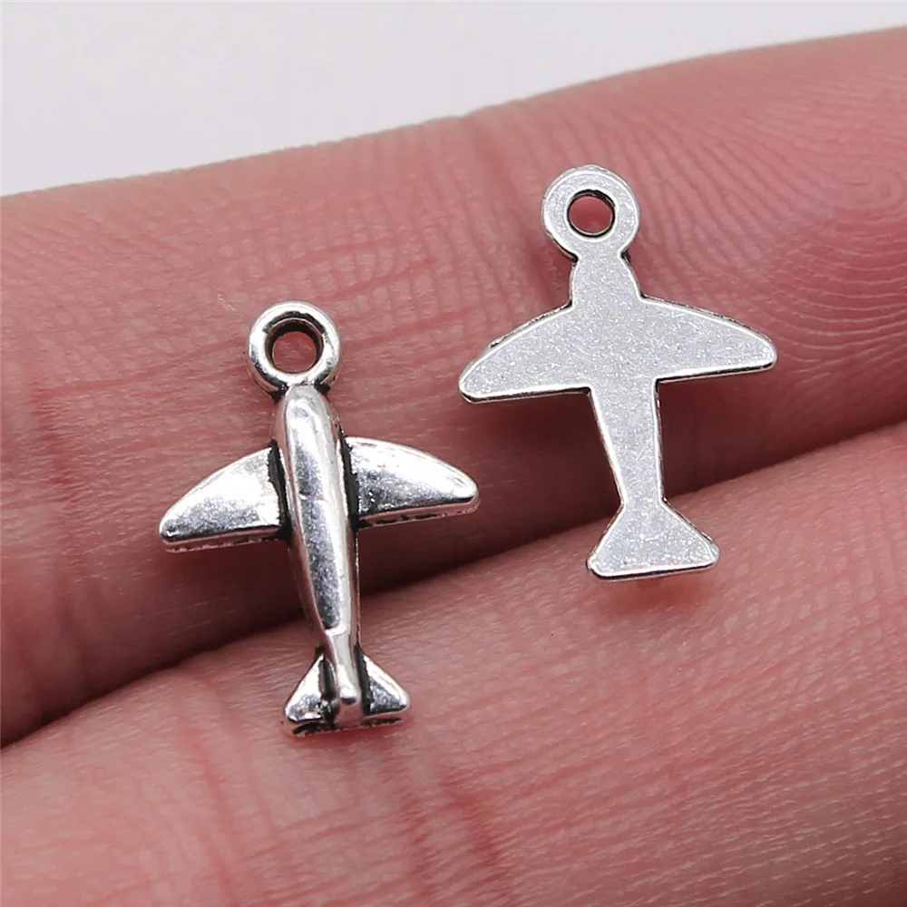 WYSIWYG 10pcs 11x15mm Antique Silver Color Aircraft Charms Pendant For DIY Jewelry Making Handmade Jewelry Craft Findings