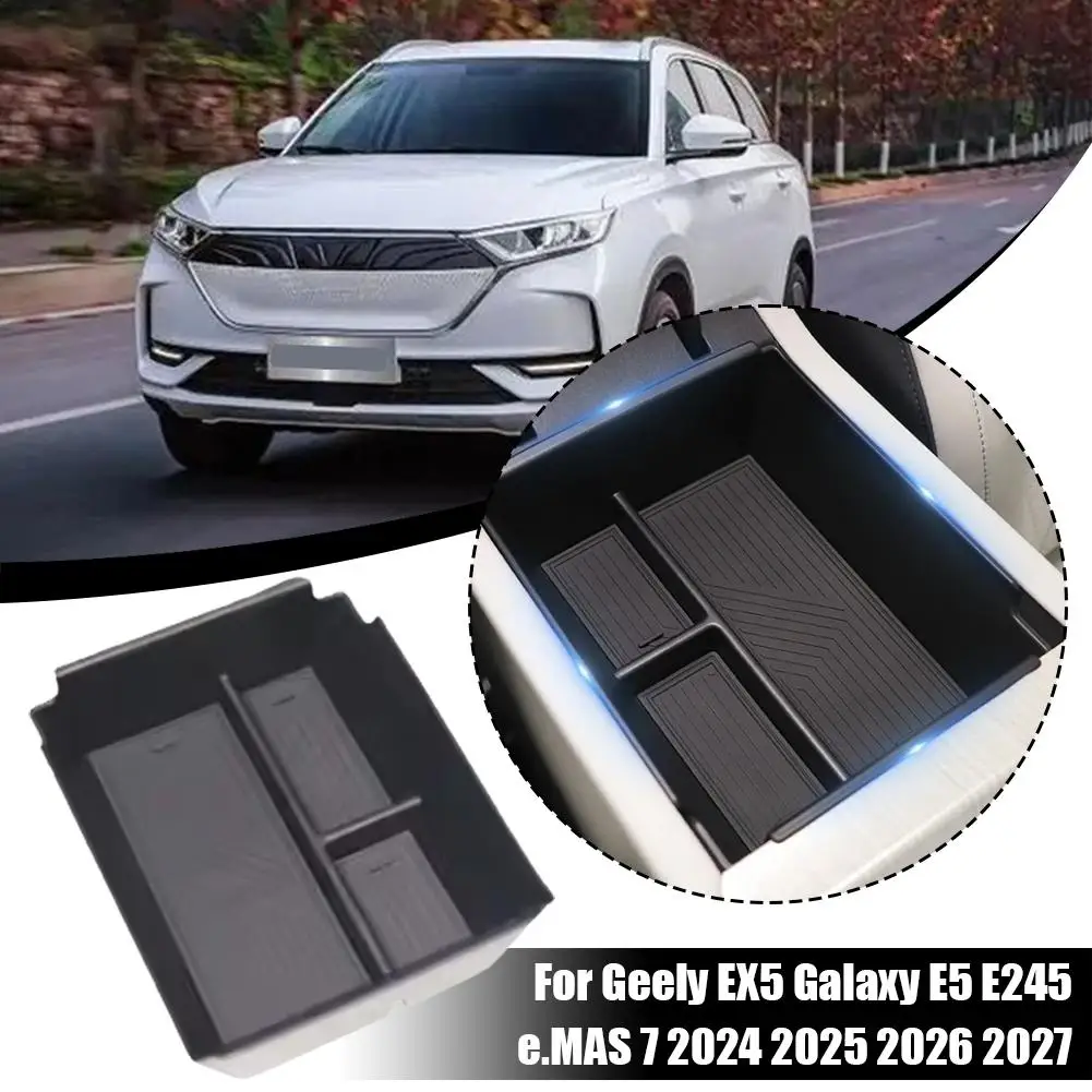 Car Storage Box Suitable for Geely Ex5, Galaxy E5, E245, E.Mas 7 (2024, 2025, 2026, 2027 Models) Center Console Box/Armrest Box.