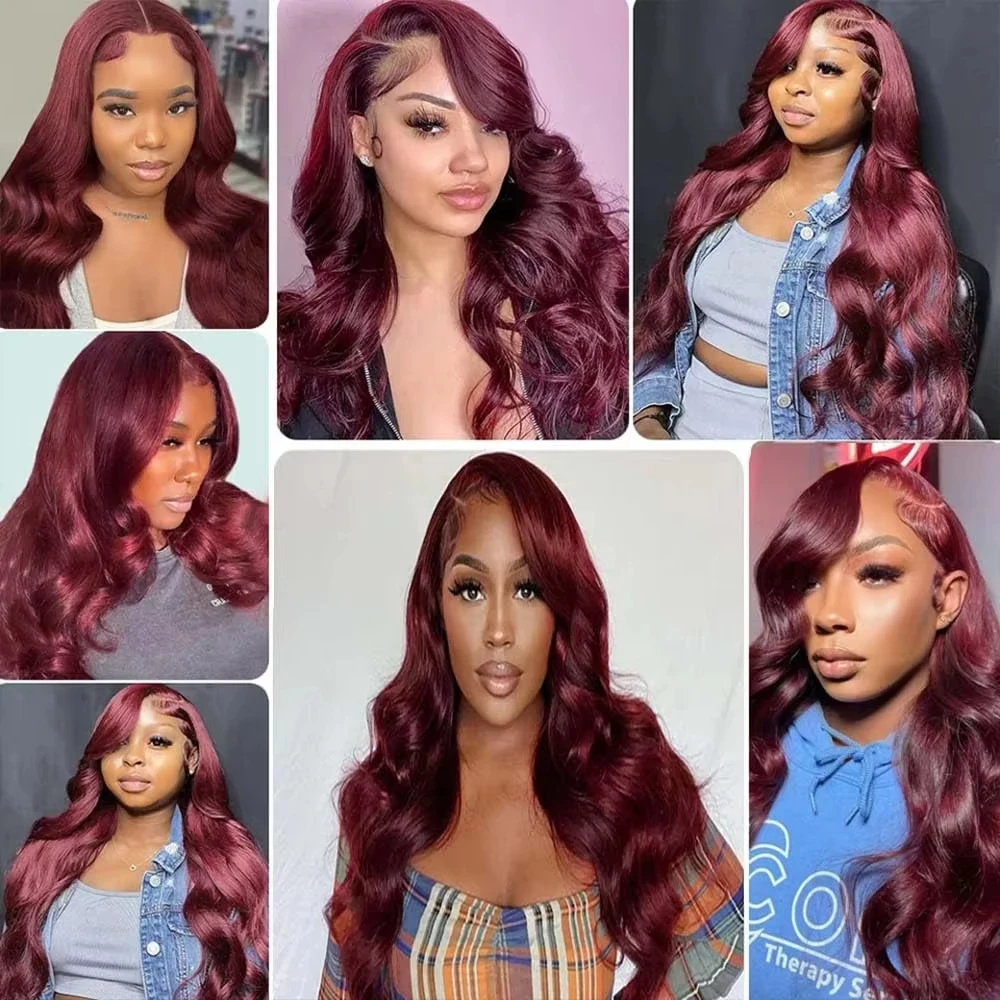 Burgundy 99j Body Wave Bundles Brazilian Wine Red Color Human Hair Bundles 1/3/4 Pcs Hair Extensions Body Weave Colored Bundles