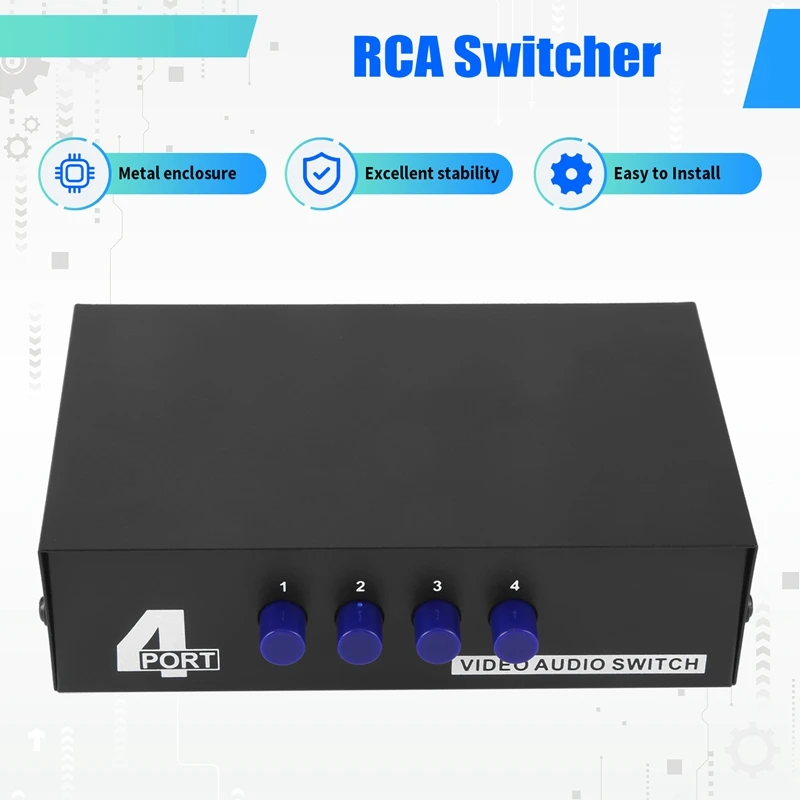 HFES 4 ポート AV スイッチ RCA スイッチャー 4 で 1 出力コンポジットビデオ L/R オーディオセレクターボックス DVD STB ゲームコンソール用