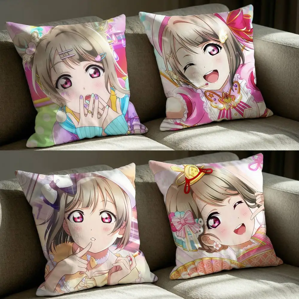 Love-LIVE k-Kasumi N-Nakasu Square Sofa Pillow Cover Solid Color Living Room Home Decor Cushion Case