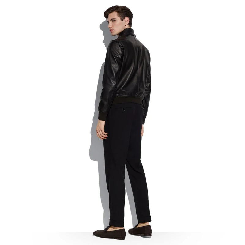 Fashionable stand collar genuine leather men\'s jacket 2024 autumn/winter new product sheepskin custom size black short Coat