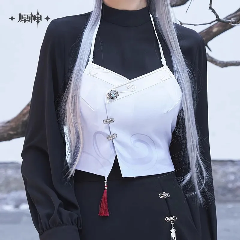 

[Genuine] miHoYo Game ShenHe Vest Genshin Impact ShenHe Theme Waistcoat Set Clothing Top Anime Jacket Coat Cosplay Xmas Gifts