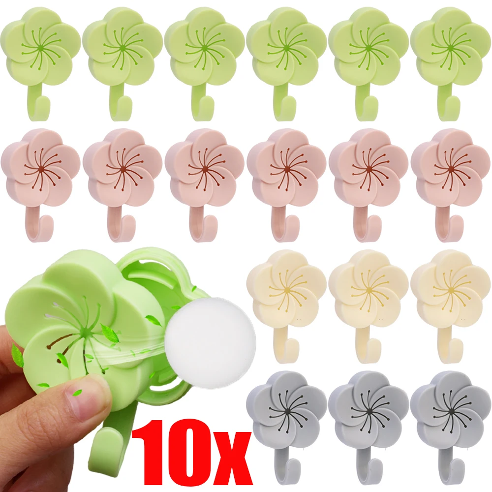 10/1PCS Creative Storage Hooks Aromatherapy Diffuser Self-adhesive Cherry Blossoms Hooks Hanging Keys Towels Sundry Wall Hook