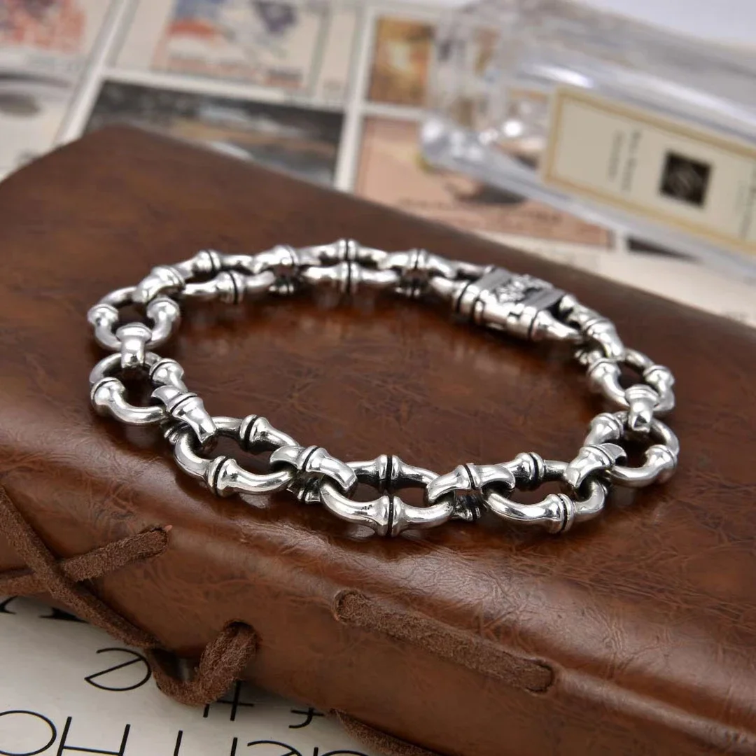 QN New High Grade Horseshoe Bracelet China-Chic Style Vajra Knock Geometric Bamboo Knot Men's Simple Versatile Jewelry