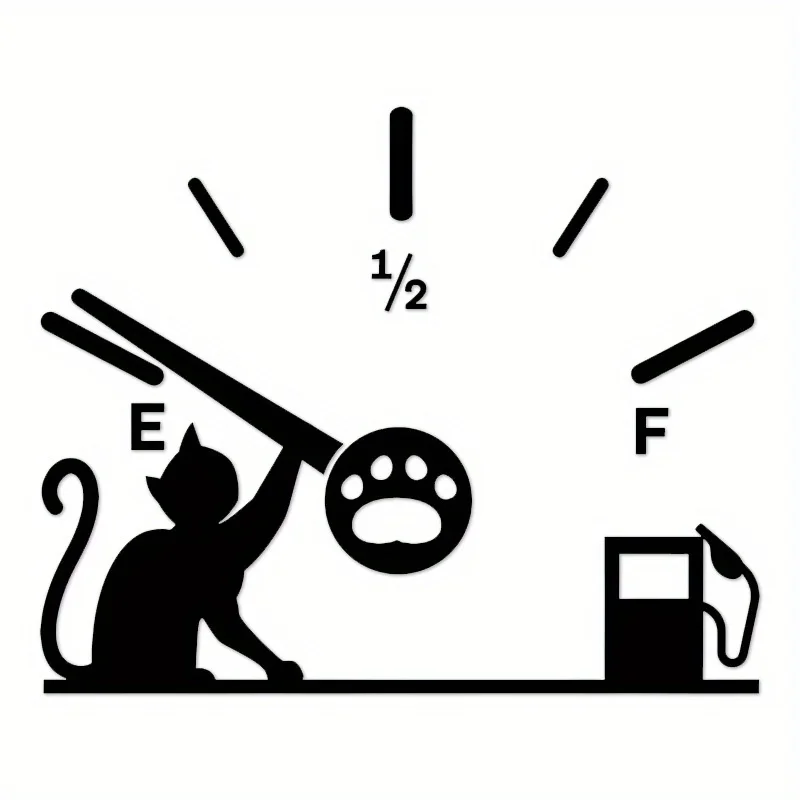 1pc Adorable Cat & Dog Fuel Gauge Vinyl Sticker Waterproof Sun‑Resistant Decal for Car Fuel Tank Cap Exterior Decor Accessories