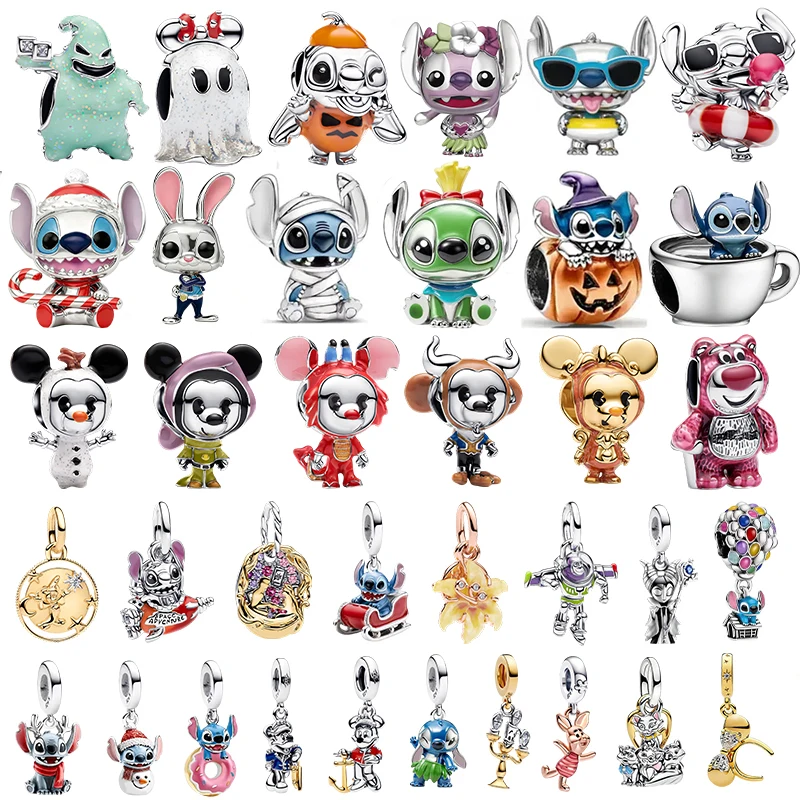 Potdemiel 925 Silver Disney Winnie the Pooh Minnie Charm Pendant Bead DIY Ladies'Party Jewelry Gifts Fit Original Bracelet Beads