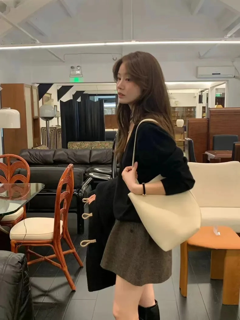 

Retro Plaid Elastic Waist Woolen Bloomer orts Versatile Korean Dongdaemun Autumn Winter OUCE Selfwill Luxury Sle Straight...