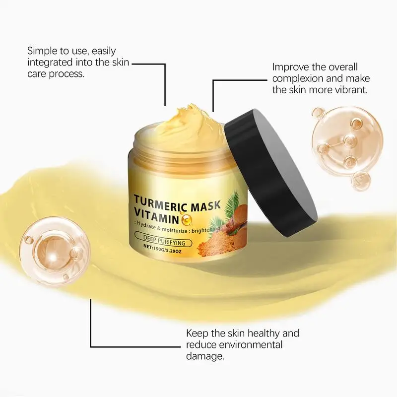 Deep Pore Cleaning Clay Masque Turmeric Face Masque Skincare Pore Cleaner Clay Masque Clarifying Clay Masque Brightens Dull Skin