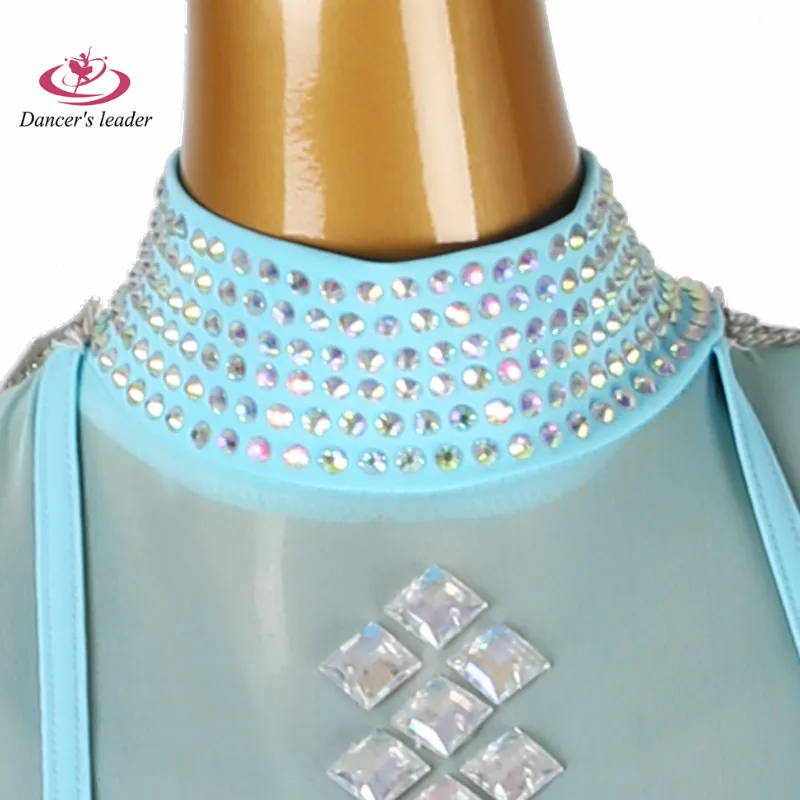 

Latin Dance Costume Diamond Female Adult Children High end Customized Transparent Mesh Samba Performance Dress