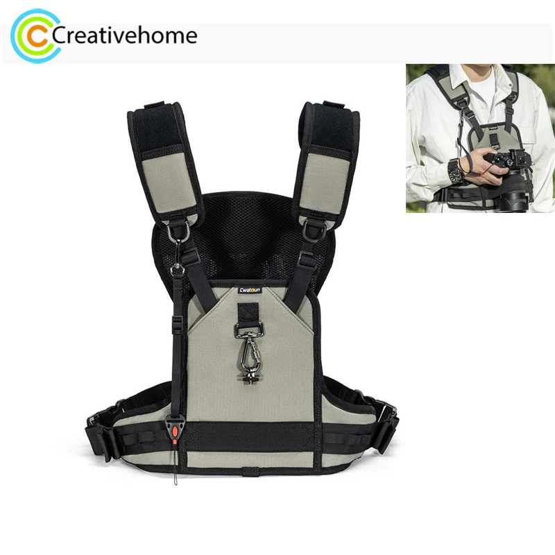 Cwatcun D182 For DSLR Camera Vest Strap Outdoor Ergonomic Y-shaped Stress Relief Shoulder Strap Quick Release Vest Nylon Cloth