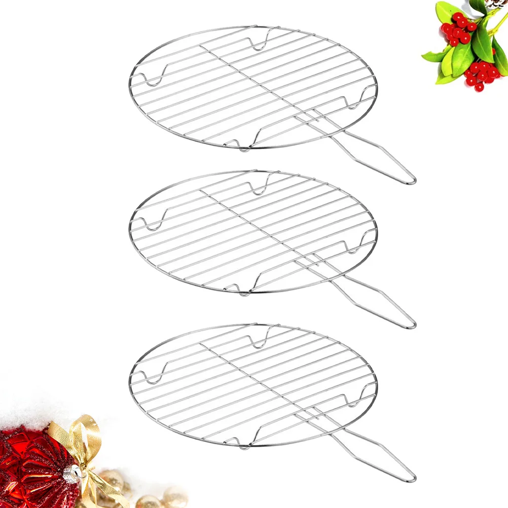 

3pcs Barbecue Tools Set Round Stylish Bbq Grates Outdoor Cooking Grid Garden Iron Grill Mesh Durable Baking Grease Proof Easy