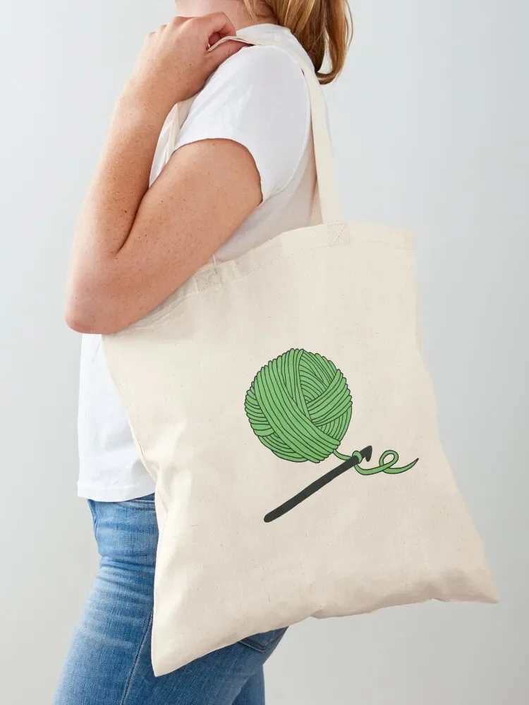 Hobby Illustrations: Green Crochet Tote Bag canvas tote personalized Canvas stote eco pack