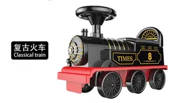 Baby carriage toy train electric retro rechargeable passenger rail car children baby walker boys 3-4 years old