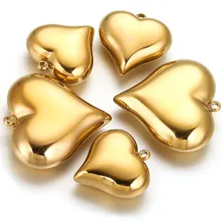 2pcs 45MM Stainless Steel Large Heart Charms PVD Gold Plated Metal Earring Necklace Bracelet Jewelry Making Findings Accessories