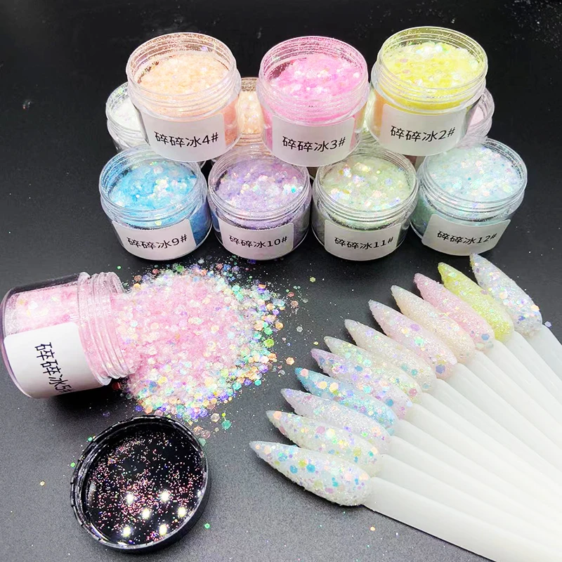 5g/bag Holographic Glitter Sequins Chunky Mixed Sequins Nails Powder Laser Hexagon Sparkly Bulk Manicure Holo Glitter Chrome