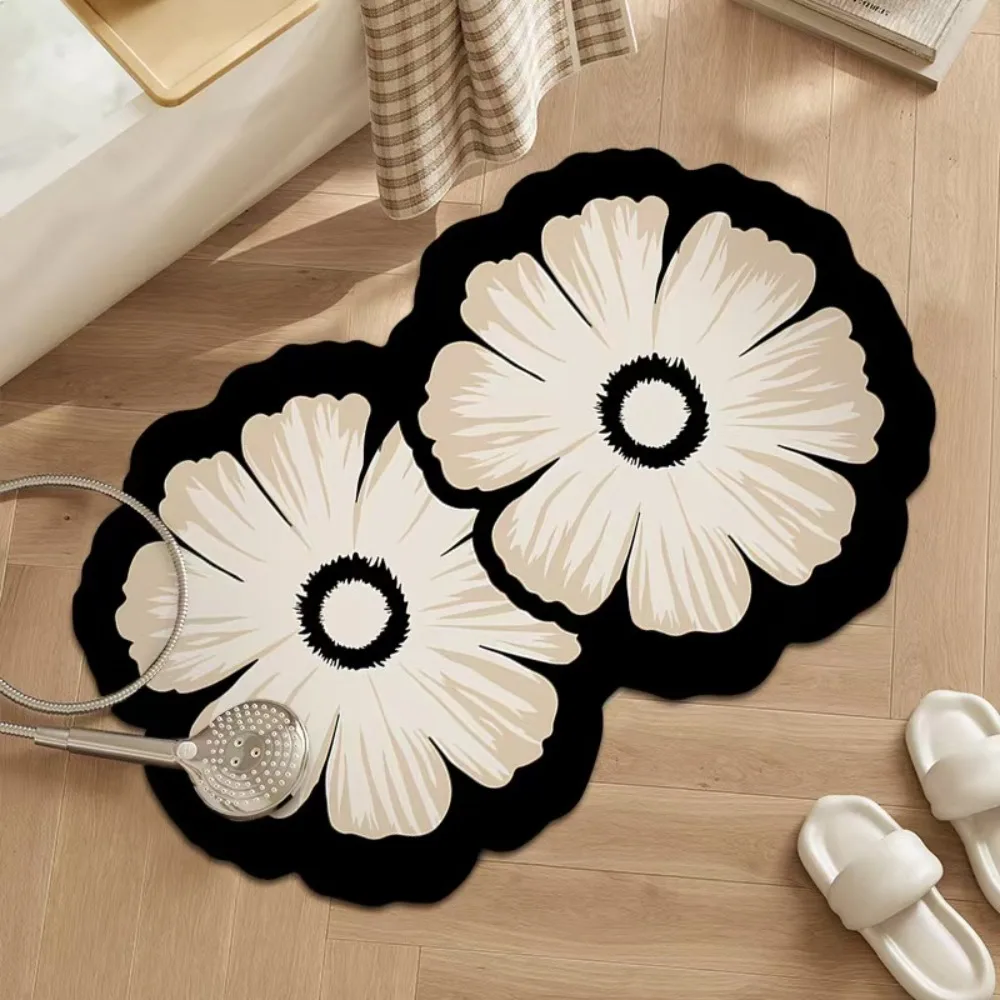

Carpet Rug Super Absorbent Flower Pattern Non-Slip Mat Anti-Fouling Beautiful Floor Mat Diatom Mud Decorative Door Mat Bathroom