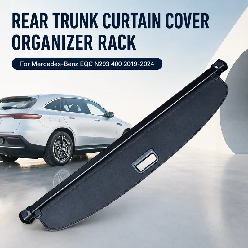 For Mercedes-Benz EQC N293 400 2019-2024 Rear Trunk Curtain Cover Organizer Rack Partition Luggage Shelter Shield Shade Cargo