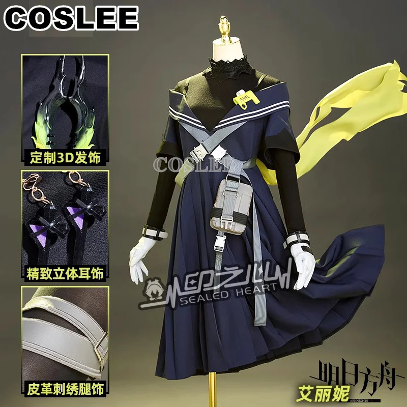 COSLEE Arknights Irene Cosplay Costume Game Suit Uniform Dress Horn Halloween Carnival Party Outfit For Women XS-XL New