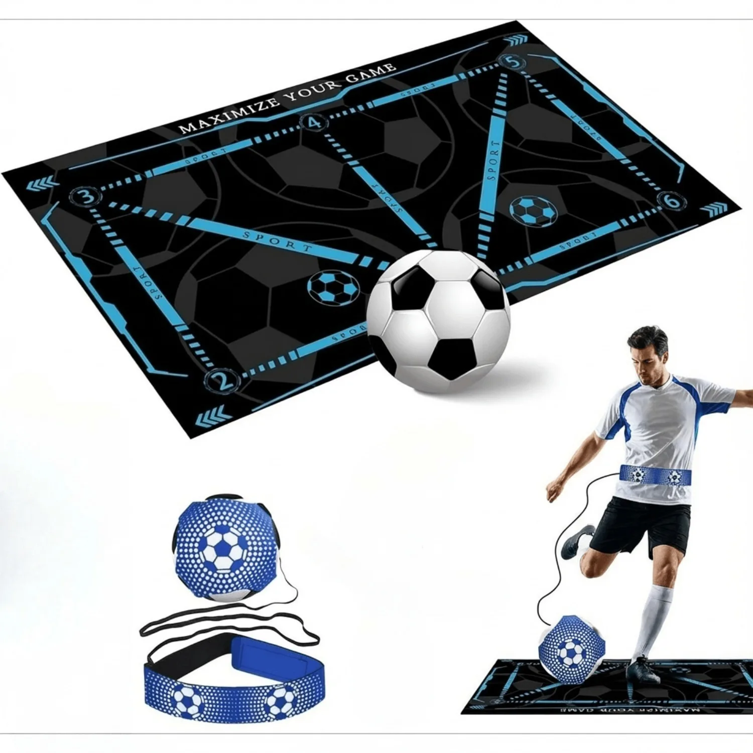 Tapete de Fútbol - Tapete de Entrenamiento de Fútbol Antideslizante - Tapete de Entrenamiento Silencioso para Control del Balón y Ejercicios de Trabajo de Pies