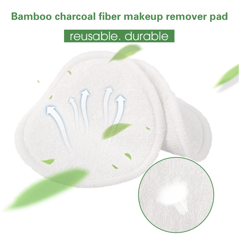 再利用可能な竹綿パッド,フェイシャルスキンケア用の洗える丸いパッド