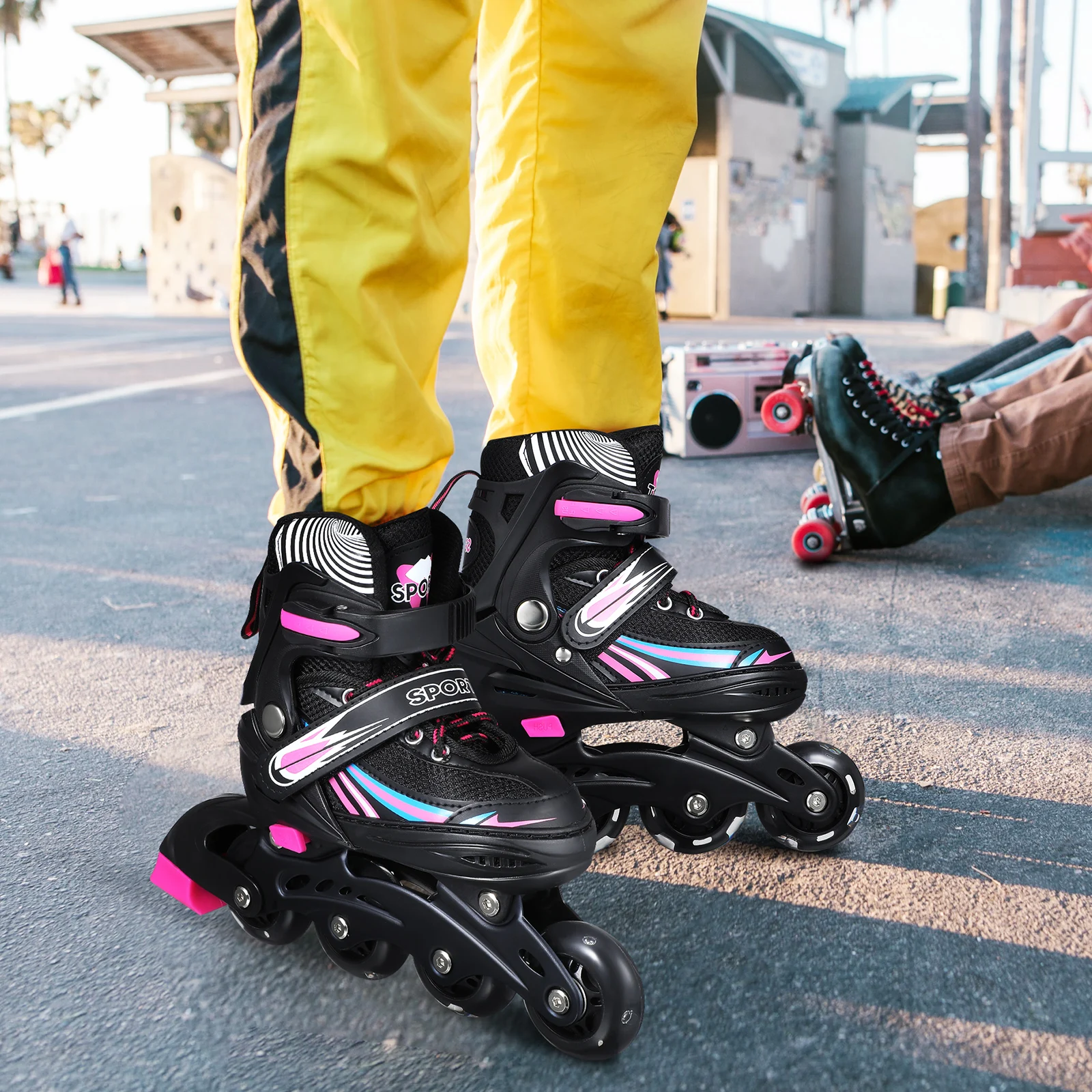 

1 Pair Inline Skates Stylish Comfortable Adjustable Hockey Skates Strong Stable For Men Women Adults Boys Size Wear-Resistant