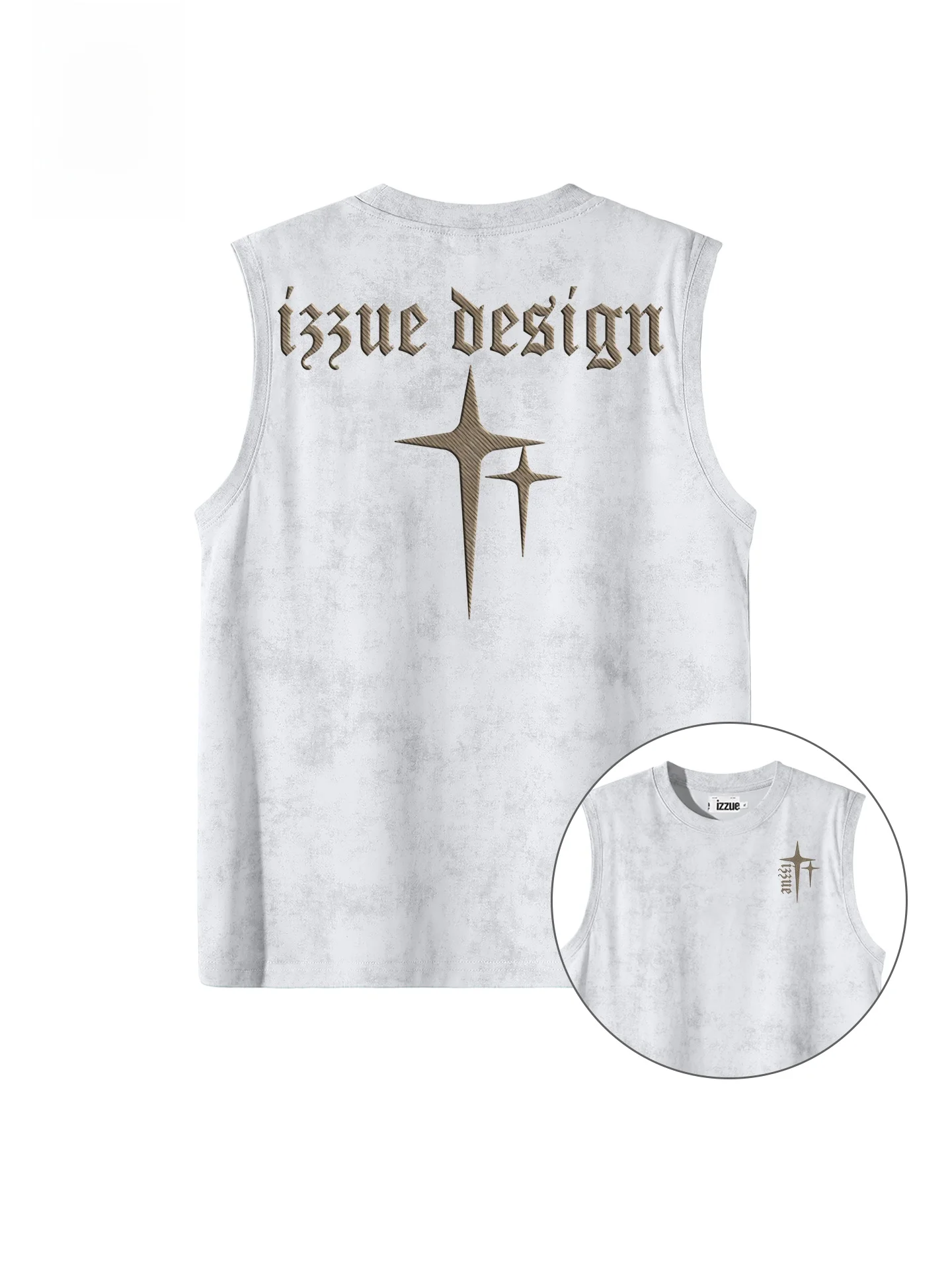 

Izzue Trendy Brand round Ne Svel Vest T-irt Men Summer 2026 Wax Print oulder 3P Loose Fit Breathable Cotton Blend