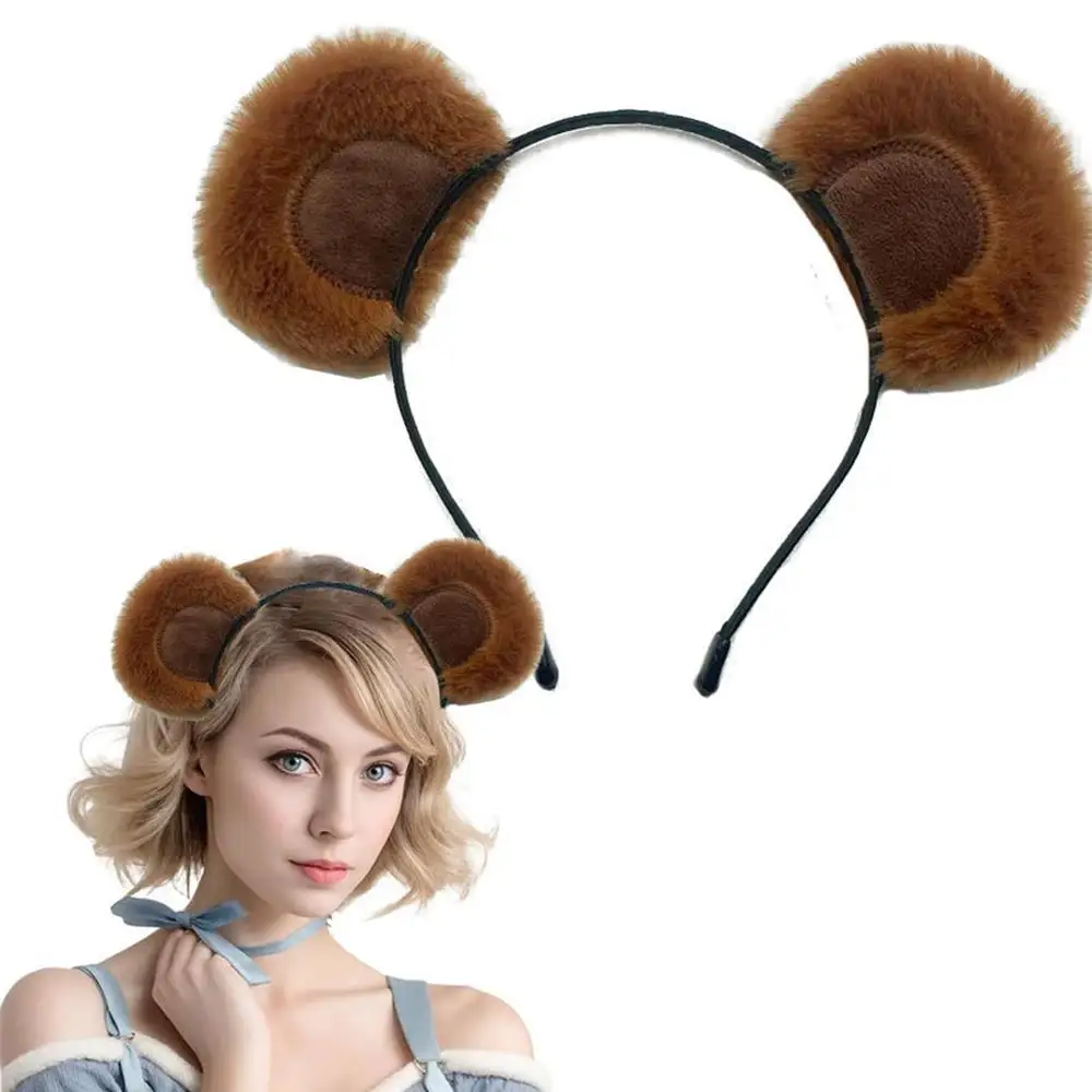 

Милые плюшевые обручи для волос с медвежьими ушками, повязка для волос из искусственного меха для косплея, повязки на голову в стиле аниме для девочек на Рождество, Хэллоуин, головные уборы, аксессуары для волос