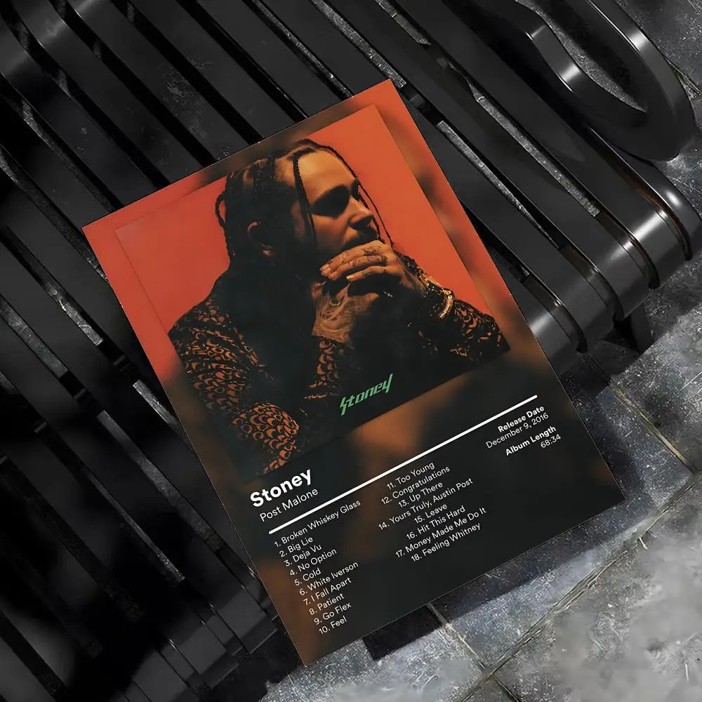 Post M-Malone Rapper Sänger Poster für Zuhause, Wohnzimmer, Schlafzimmer, Bar, Flur, klebrige Wandkunst, Druck, wasserfest, ästhetische Dekoration – Detail 6
