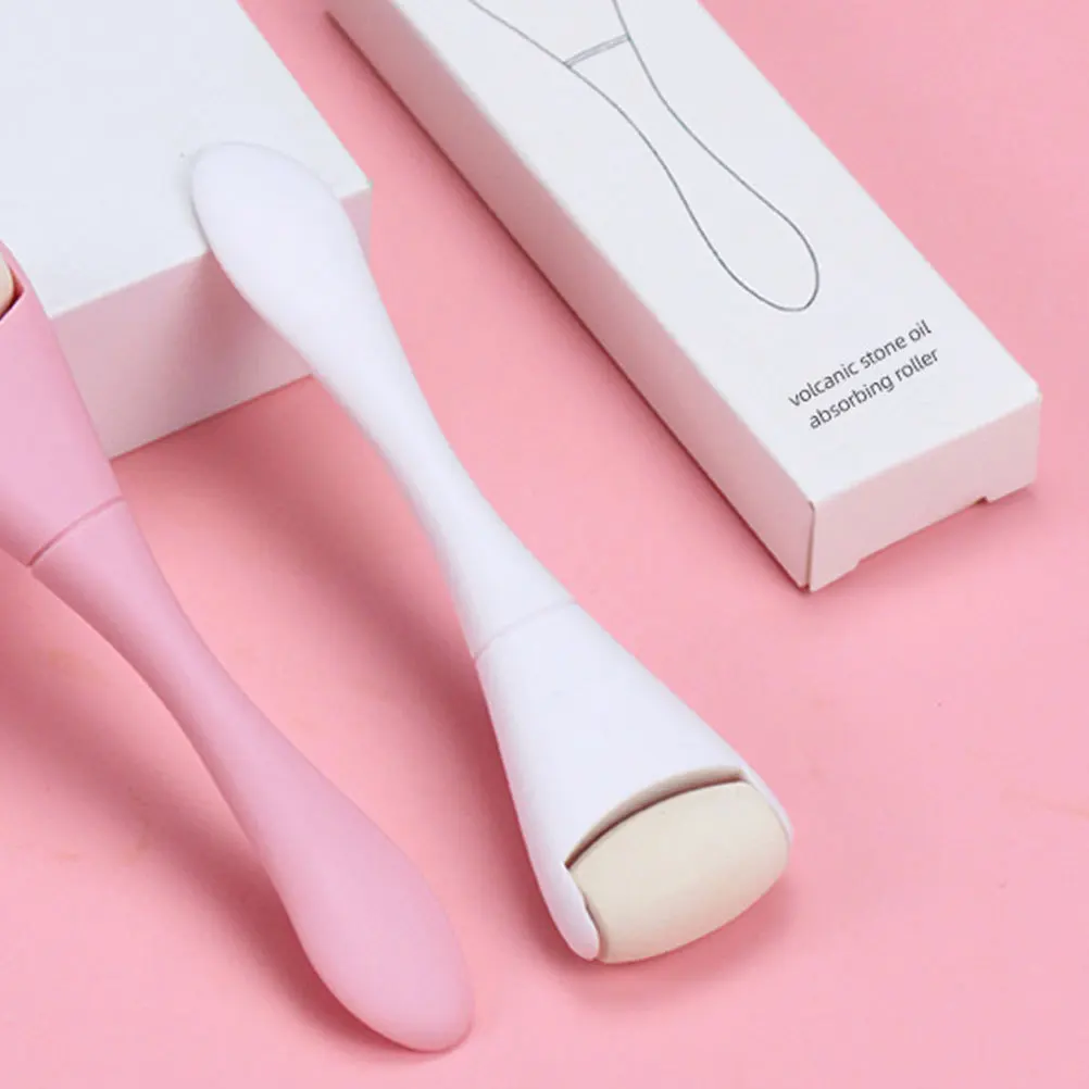 Vulkanische steenroller Gezichtsolie absorberende gezichtsmassager Compact dubbelzijdig huidverzorgingshulpmiddel Draagbare gezichtsbeeldhouwroller