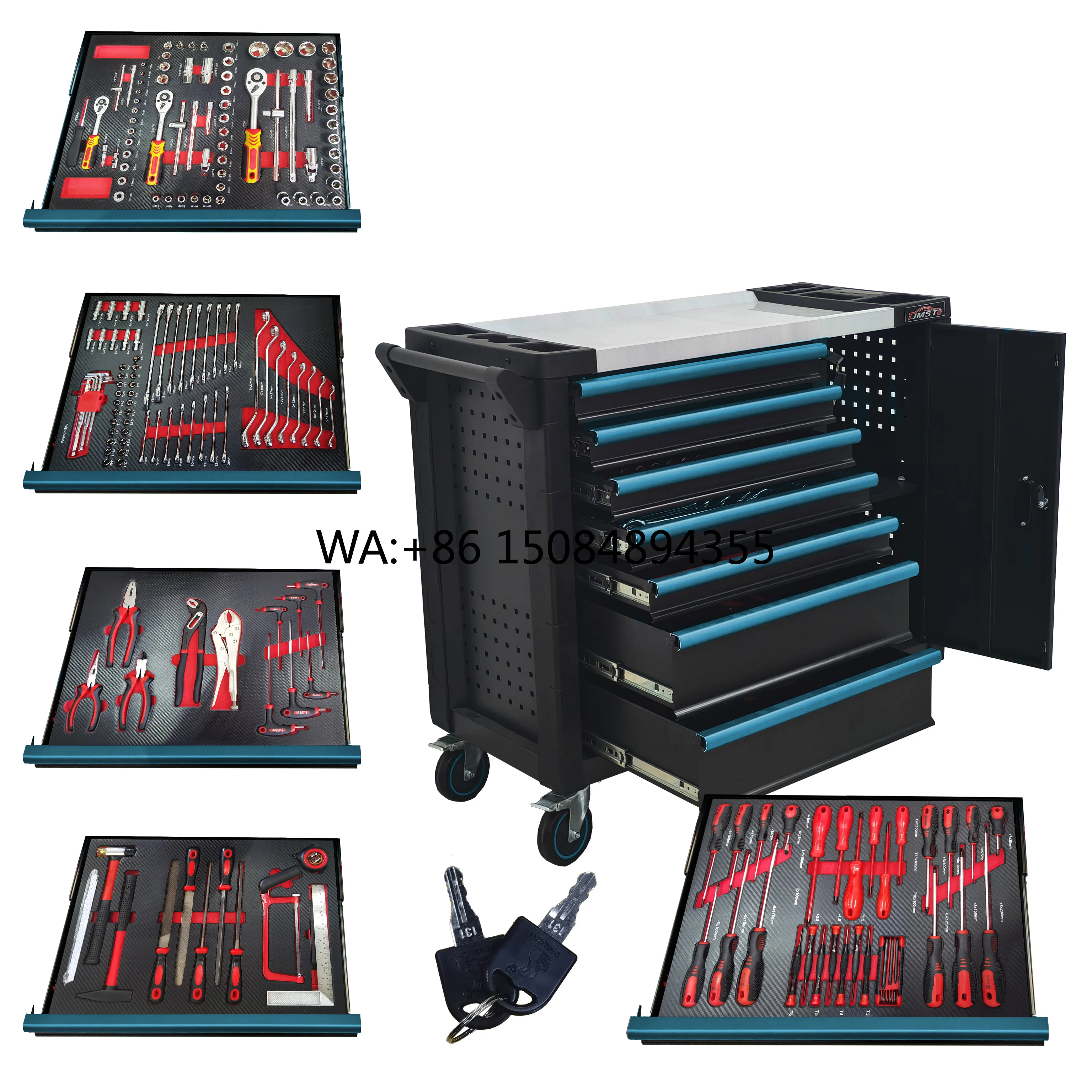 

Kfaft 7-Drawer Mobile Mechanic Tool Cart with 201-Piece Set OEM Available SPCC Material 250kg Load Capacity