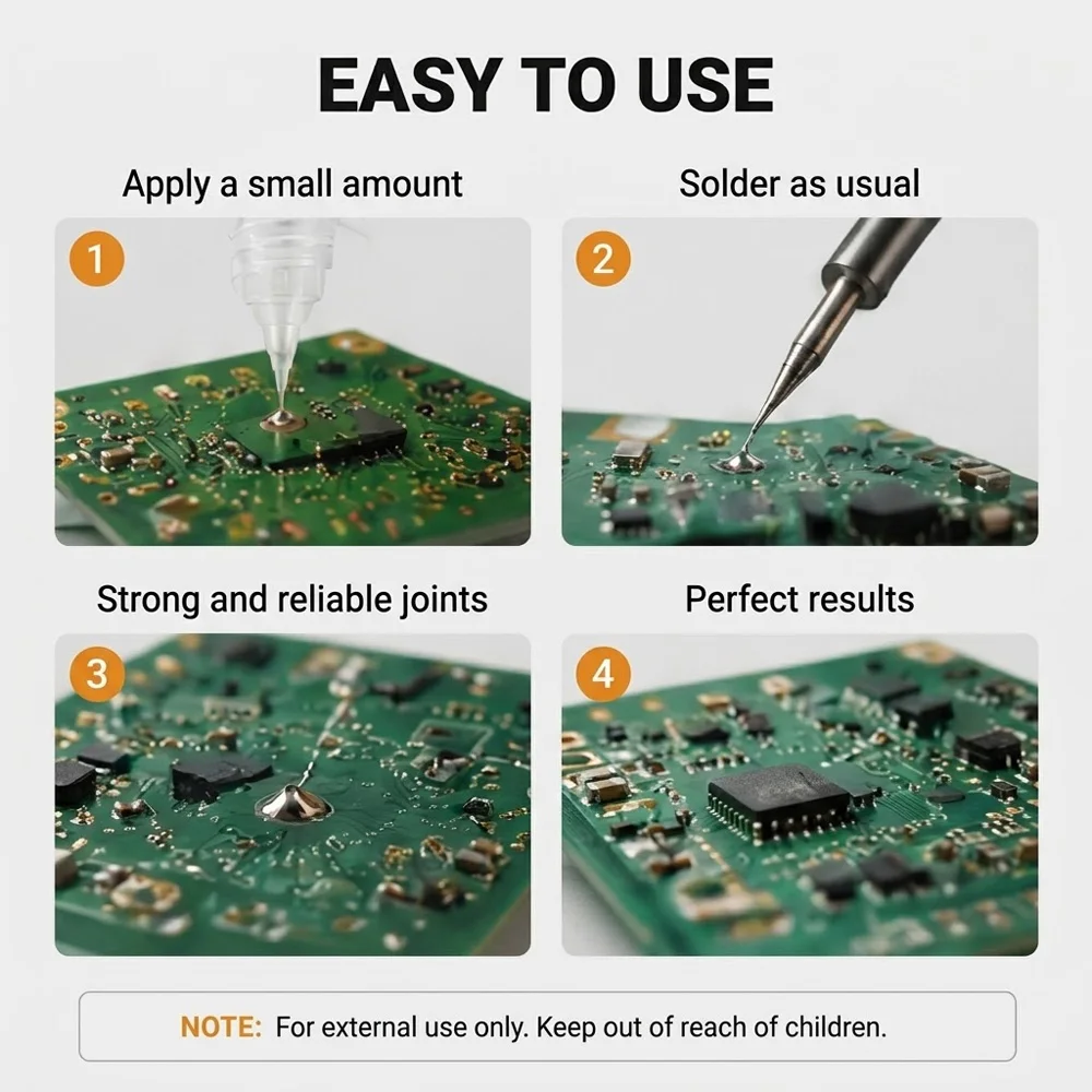 40mL No-Clean Flüssigflussmittel für Lötarbeiten, Elektronik-Reparatur, PCB, BGA, SMT-Schweißen, Bleifrei, Premium-Leistung MIRAVEXL MV-LF-40 – Detail 5