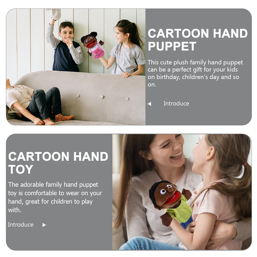 หุ่นมือครอบครัว 2 ชิ้น ชุดหุ่นมือการ์ตูนเหมือนจริงสำหรับเล่าเรื่องและเล่นบทบาทสมมติ หุ่นมือสำหรับเล่าเรื่อง