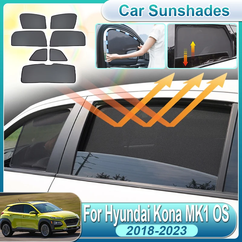 

For Hyundai Kona Accessories 2018-2023 Kauai OS MK1 Car Full Coverage Sunshade Front Rear Windshield Sun Visor Cover Accessories