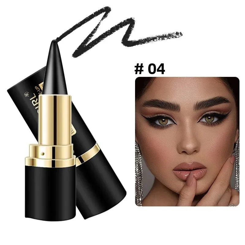 Black Waterproof Eyeliner Paste Quick-Drying Matte Finish Single-End Pen Rich Solid Color for Eyes