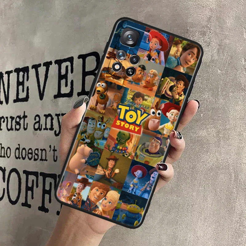 Disney Toy Story Black Phone Case For Xiaomi Redmi Note 13 12 11 10 9 Pro Plus S T Max E 4G 5G Funda Shell Soft Cover Capa