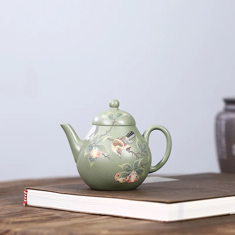Dropshipping Yixing Pure Handmade Original Purple Teapot With Clay Painting 'Joy Descends From Heaven' High-End Tea Set