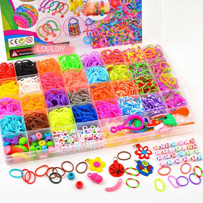 36-40 grids/box  luminous Rubber Bands Bracelet Making Kit Creative Jewelry Set Ideal Gift for Little Crafters Vibrant DIY