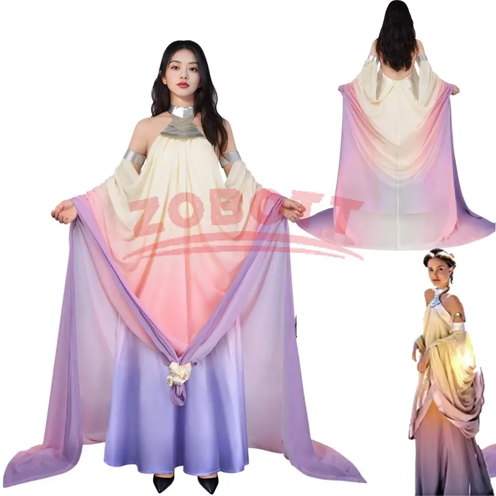 

Women Padme Cosplay Amidala Costume Fantasy Outfits Lake Dress Movie Space Battle Clothes Fancy Dress Up Party Suit