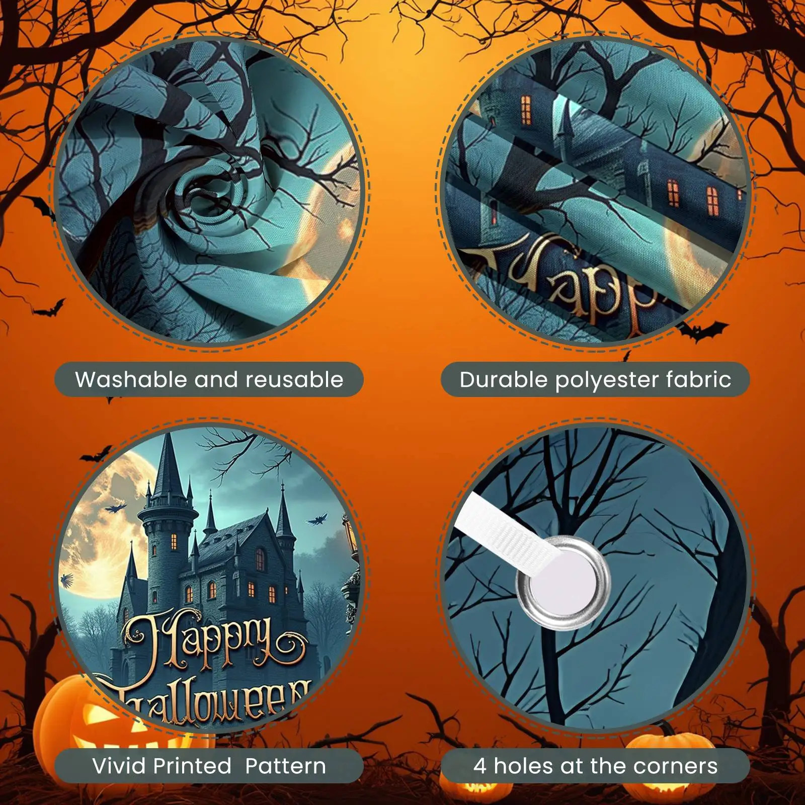 ديكور المنزل المسكون، خلفية القمر البدر، لافتة الهالوين، خلفية الصورة، موضوع قوطي، لافتة الحفلات القوطية لحفلات الحدث المخيف #5