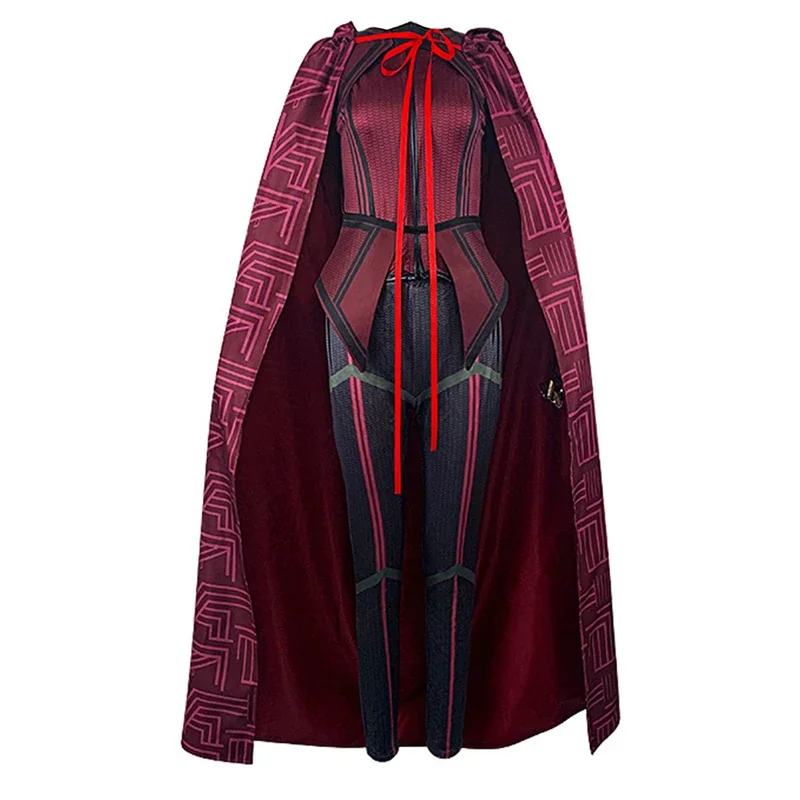 WWA vision Burgundy witch cosplay costume women adult ruffles top pants Halloween carnival costumes Maximoff