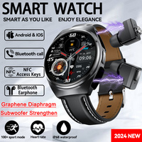 2024 New NFC TWS Music Talk Smartwatch Earphone 2 In 1 Men Watch Sport Heart rate IP68 Waterproof For Huawei Xiaomi Smart Watch