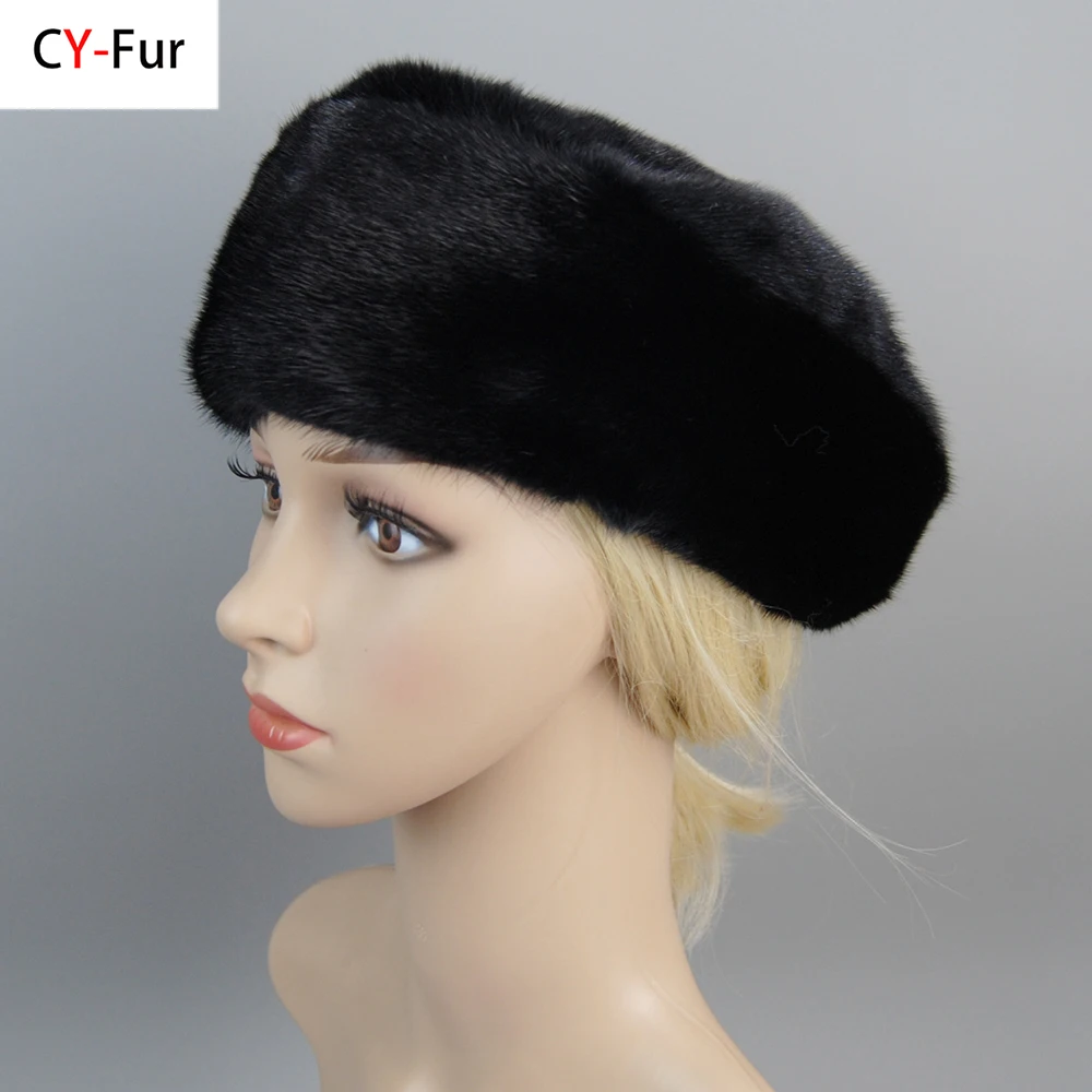 Fashion Winter Warm Women Knit Caps Mink Hats Berets Hot Sale Luxury Women Real Natural Mink Fur Hat Beanies Real Fur Berets